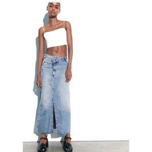 Zara Skirt Denim MAXI Midi SKIRT The Long Skirt XS to Small FIt